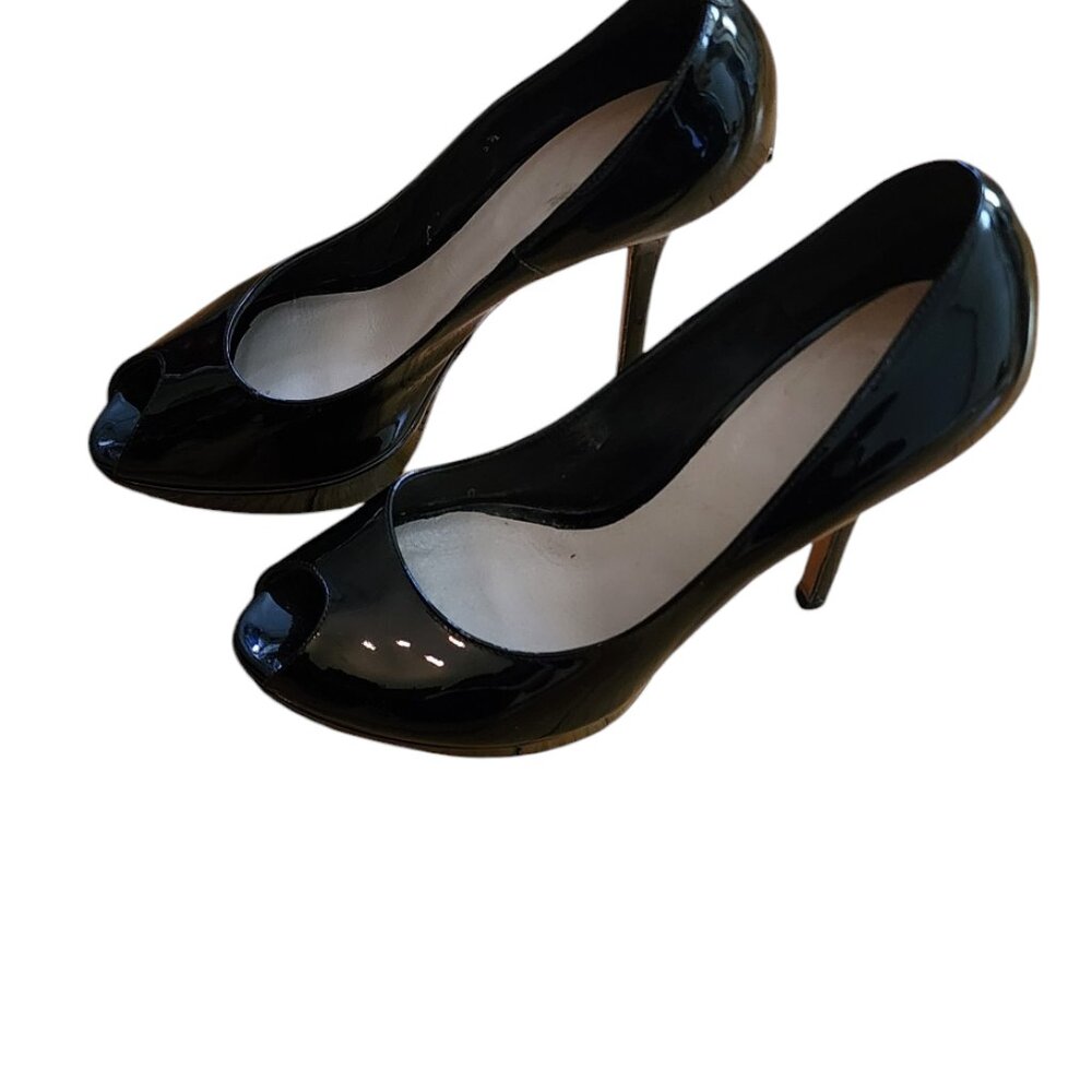 Christian Dior Black Patent Peep Toe Heels Size 6 - Picture 7 of 13